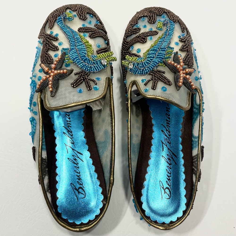 Beverly Feldman Beaded Sequin Shoes Seahorse Starfish Nautical Ocean Size 5.5 - Picture 4 of 13